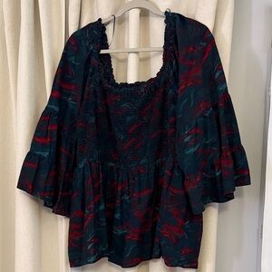 Terra & Sky Dark Blue and Red Women's Blouse